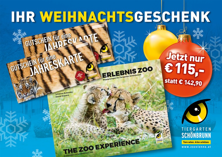 2 Gutscheine für Jahreskarten + Bildband &quot;Erlebnis Zoo&quot; Tiergarten Schönbrunn